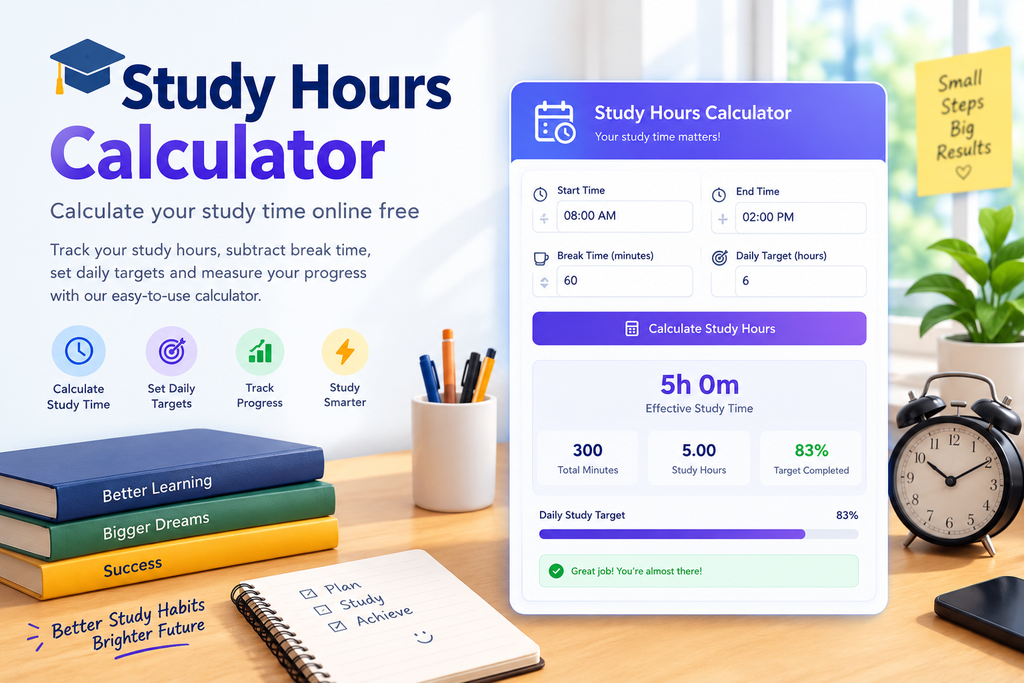 Study Hours Calculator for calculating daily study time and study progress